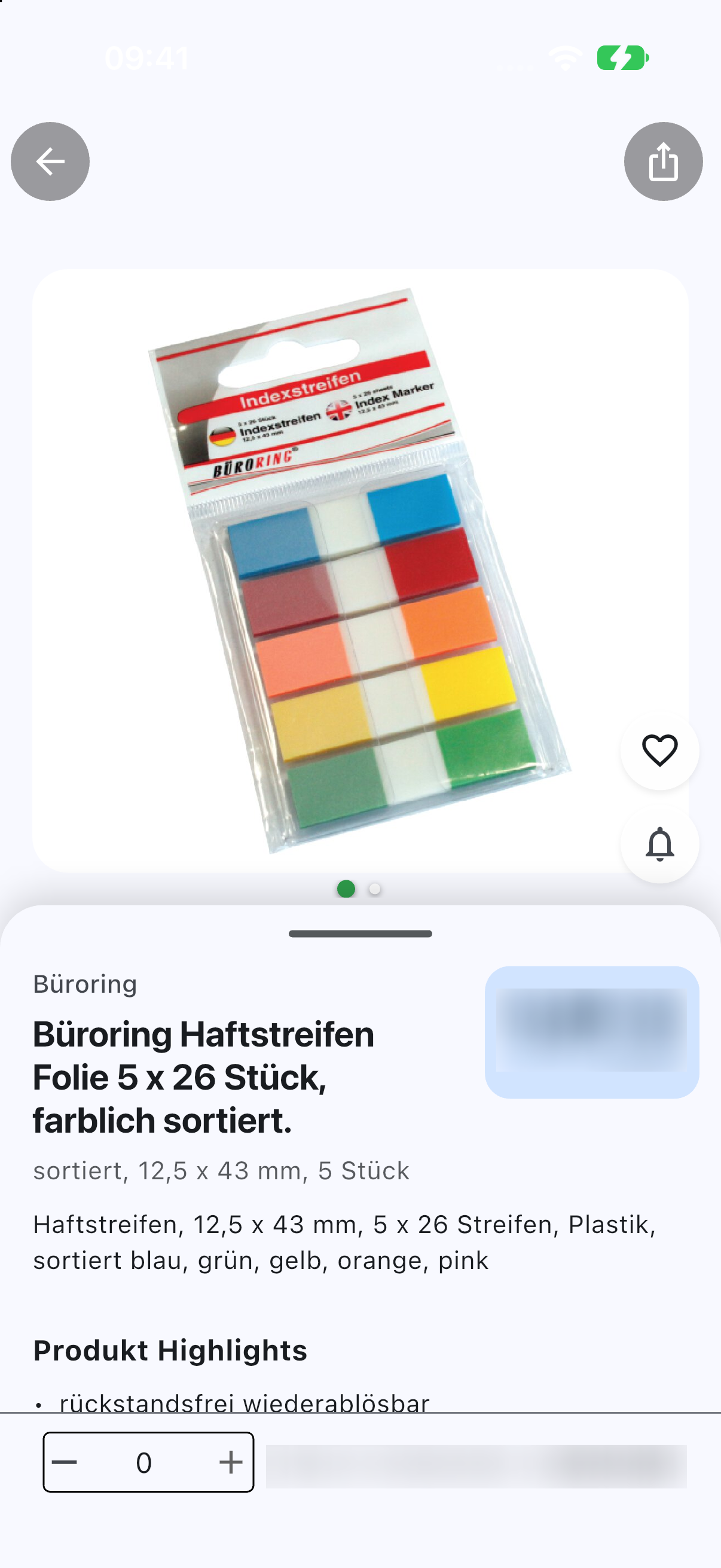 Artikeldetail Haftstreifen mit Highlights