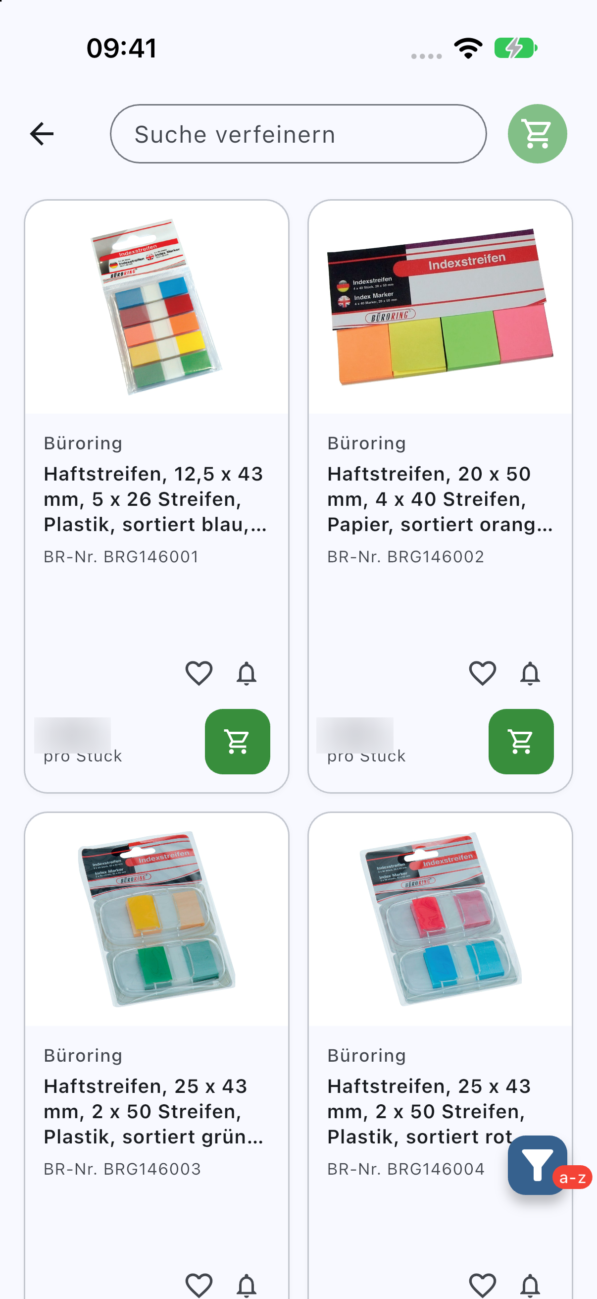Haftstreifen im Sortiment mit Filter